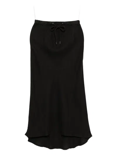 James Perse Surfside Asymmetric Linen Skirt In Black