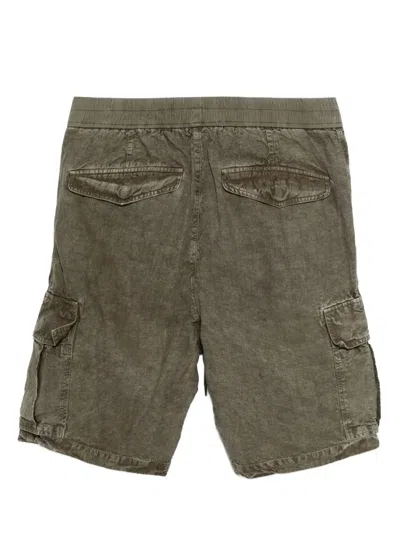 James Perse Linen Textured Cargo Shorts In Green