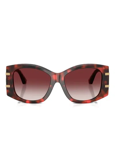 Dolce & Gabbana Logo-plaque Geometric Sunglasses In Brown