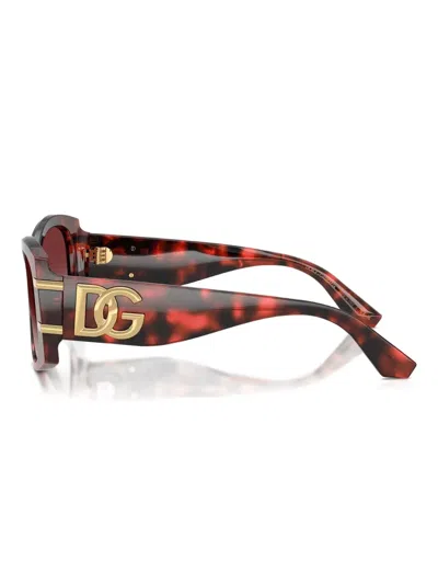Dolce & Gabbana Logo-plaque Geometric Sunglasses In Brown