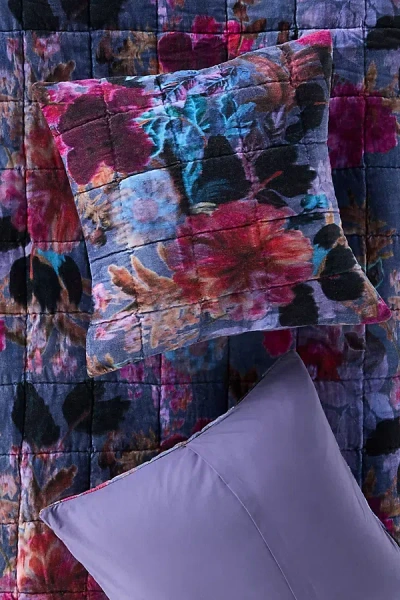 Anthropologie Imogen Cotton Velvet Floral Printed Cushion