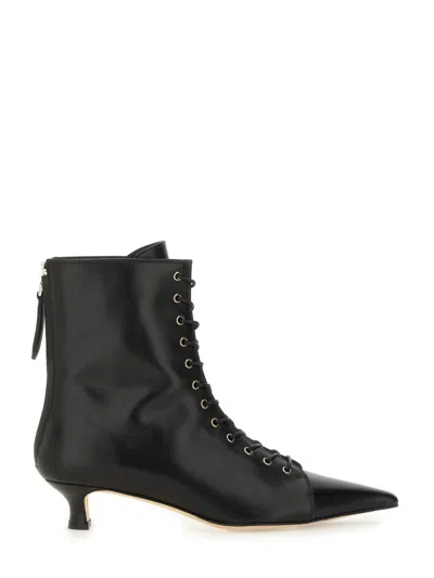 Aeyde Pointed Toe Kitten Heel Ankle Boots In Black