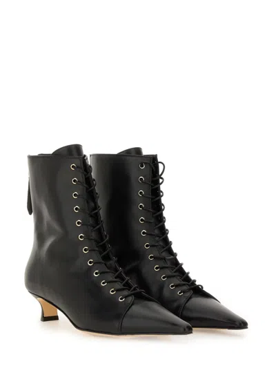 Aeyde Pointed Toe Kitten Heel Ankle Boots In Black