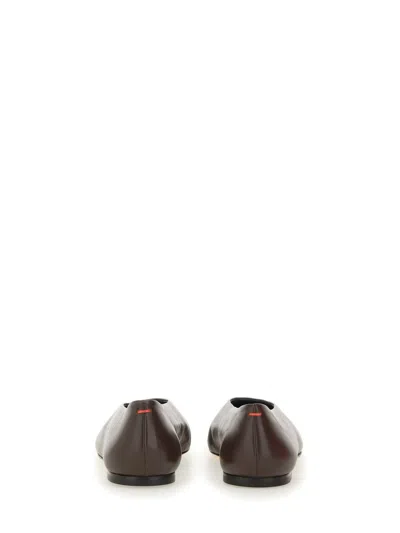 Aeyde Leather Pointed Toe Ballerina Shoes In Brown
