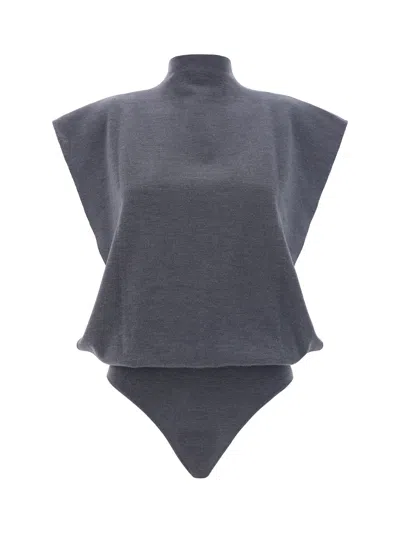 Alaïa Square Bodysuit In Gray
