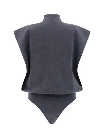 Alaïa Square Bodysuit In Gray