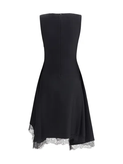 Alexander Mcqueen Women Asymmetric Midi Dress In Black