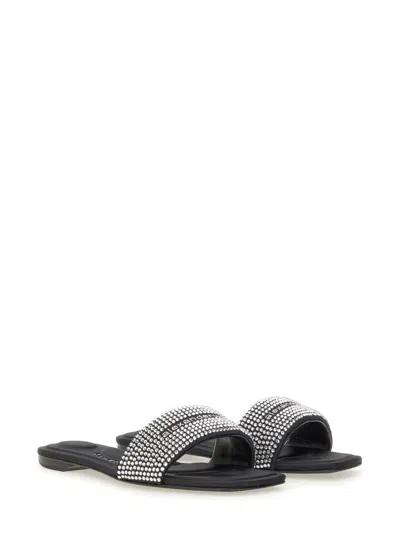 Alexander Wang Vy Crystal Embellished Slide Sandal In Black