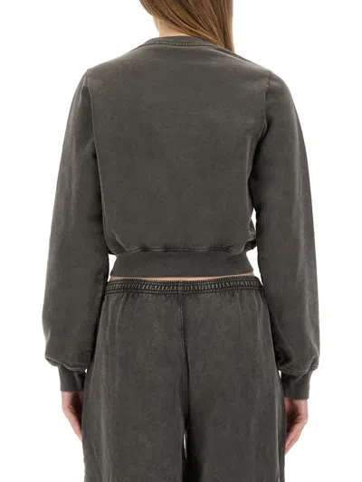 Alexander Wang Shrunken Snap Cardigan Crewneck Sweatshirts Black