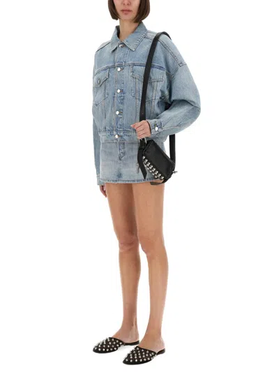 Alexander Wang Women Denim Clip-on Trucker Jacket In Blue
