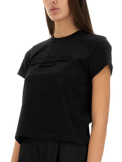 Alexander Wang Women Embossed Logo T-shirt In Black