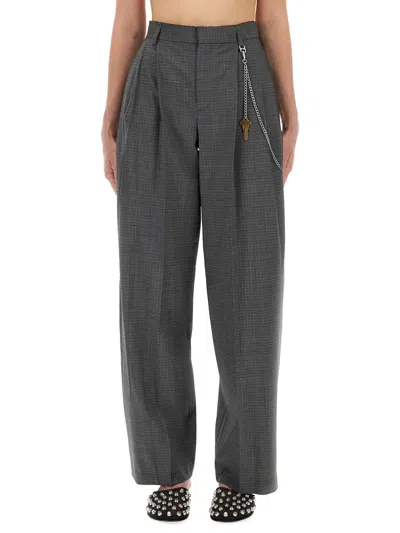 Alexander Wang Women Gray Wool Blend Pants In Black