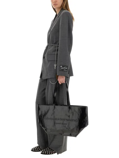 Alexander Wang Women Gray Wool Blend Pants In Black