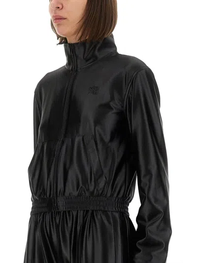 Alexander Wang Shrunken Zip-up Jacket Sweatshirts Black In Black