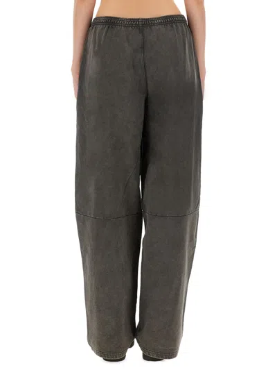 Alexander Wang Elastic Waistband Wide Leg Trousers In Gray