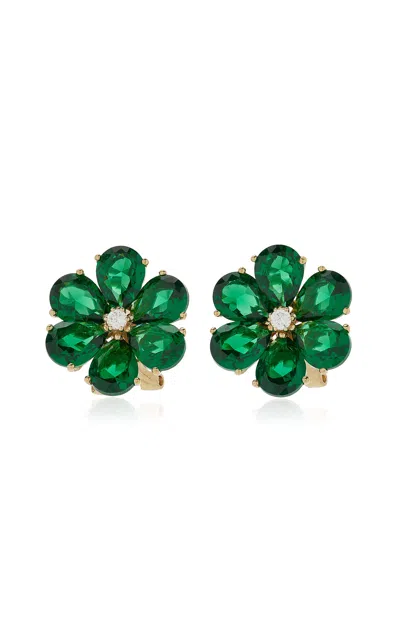 Anabela Chan Emerald Marguerite Daisy 18k Yellow Gold Multi-stone Earrings
