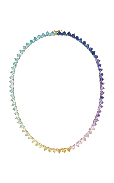 Anabela Chan Pasque Eternity Heart 18k Yellow Gold Sapphire Necklace