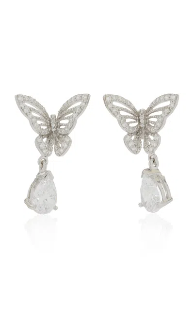 Anabela Chan Diamond Butterfly 18k White Gold Rhodium Diamond Earrings