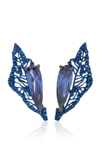 Anabela Chan Midnight Halia 18k White Gold Sapphire Earrings