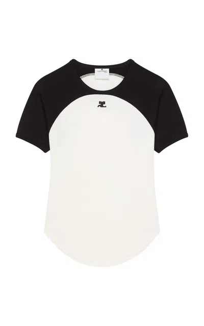 Courrèges Circle Contrast Cotton Jersey T-shirt