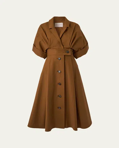 Carolina Herrera Wide Short-sleeve Midi Shirtdress