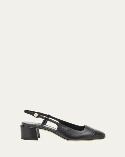 Jimmy Choo Patent Leather Pumps With Slingback And Decorative Button