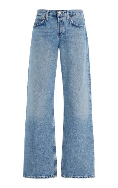 Agolde Clara Low Rise Baggy Flare Jeans In Signal In Blue