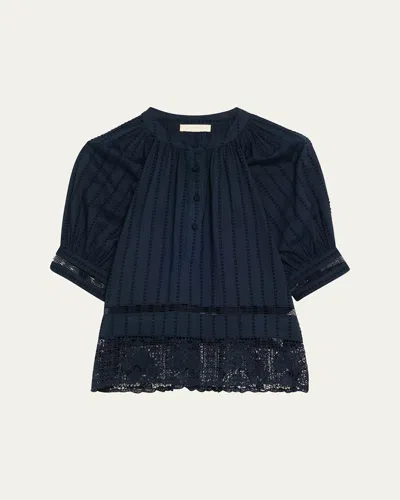 Ulla Johnson Faye Puff-sleeve Cotton Eyelet Blouse