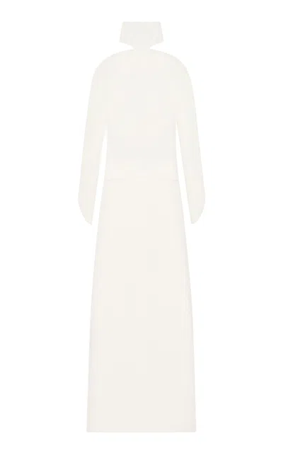 Courrèges Circle Mockneck Crepe Gown In White