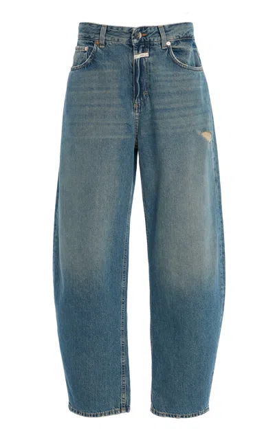 Closed Jazzie Rigid Mid-rise Barrel-leg Jeans In Blue