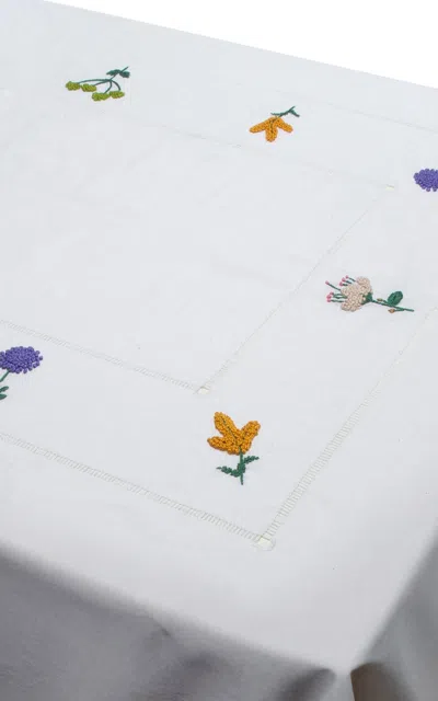 Gohar World Á Jour & Flora Embroidered Linen Tablecloth