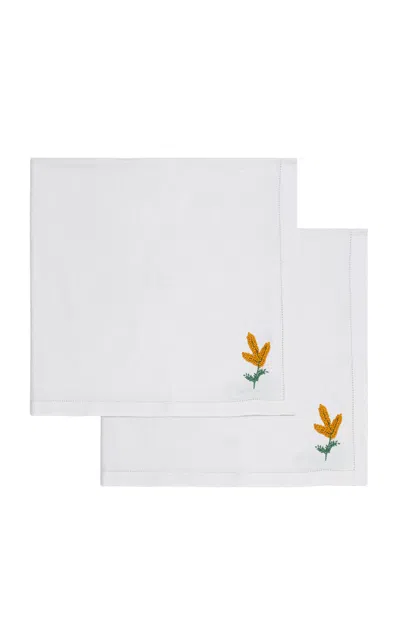 Gohar World Set-of-two Á Jour & Crocheted Linen Dinner Napkins