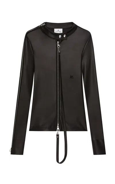 Courrèges Zip-up Biker Jacket In Black