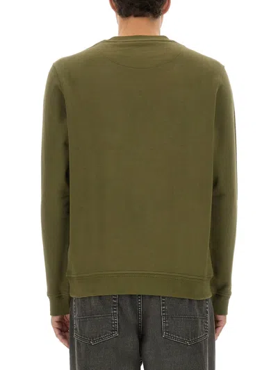 Belstaff Crew Neck Sweater Ribbed Cuffs In Green
