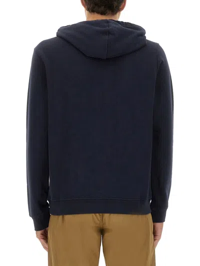 Belstaff Hooded Cotton Fleece Sweatshirt In Blue