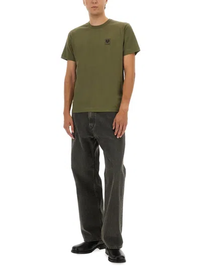 Belstaff T-shirt With Logo Patch In Green