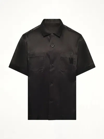 Sacai Where The Wild Things Are Embroidered Satin Camp Shirt In Black