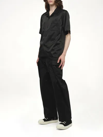 Sacai Where The Wild Things Are Embroidered Satin Camp Shirt In Black