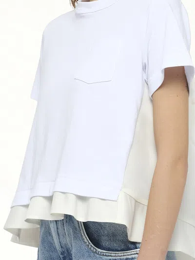 Sacai X Women's Nylon Twill X Cotton Jersey T-shirt