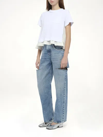 Sacai X Women's Nylon Twill X Cotton Jersey T-shirt