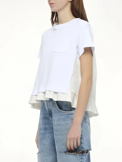 Sacai X Women's Nylon Twill X Cotton Jersey T-shirt