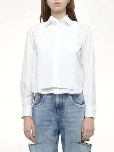 Sacai Women's Layered Poplin Shirt In White
