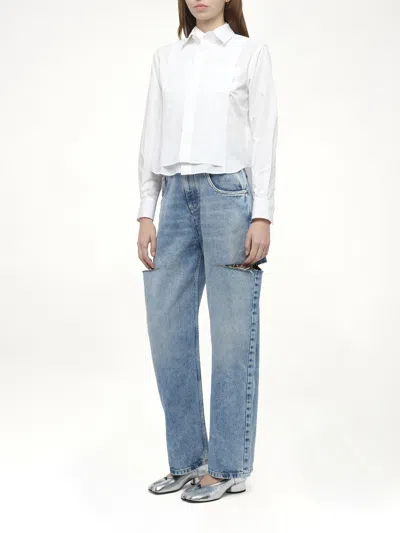 Sacai Women's Layered Poplin Shirt In White