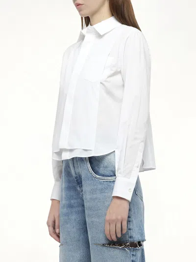 Sacai Women's Layered Poplin Shirt In White