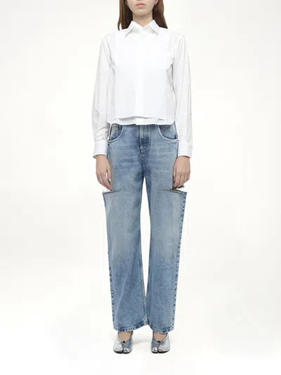 Sacai Women's Layered Poplin Shirt In White