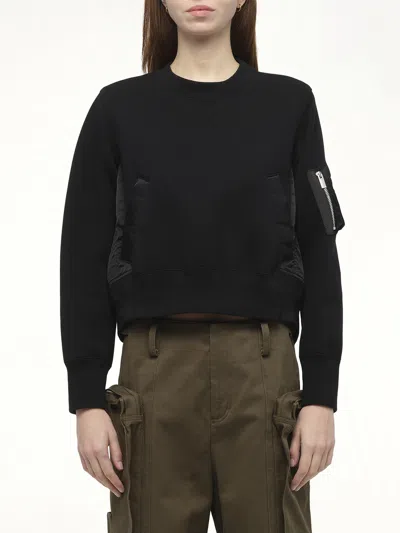 Sacai X Women's Sponge Sweat X Nylon Twill Pullover