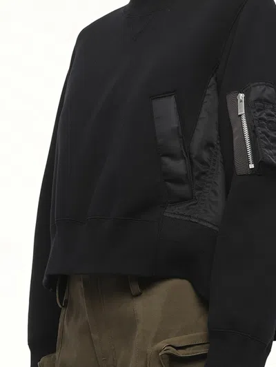 Sacai X Women's Sponge Sweat X Nylon Twill Pullover