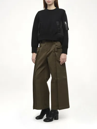 Sacai X Women's Sponge Sweat X Nylon Twill Pullover