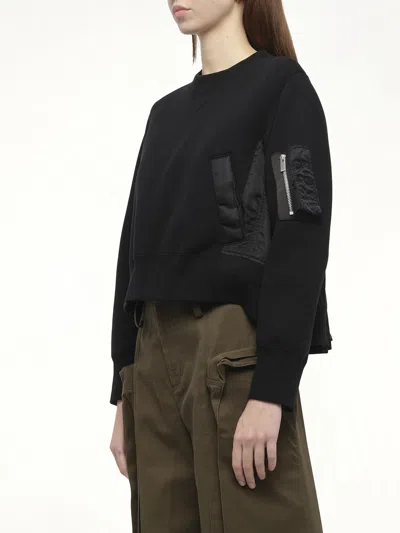 Sacai X Women's Sponge Sweat X Nylon Twill Pullover