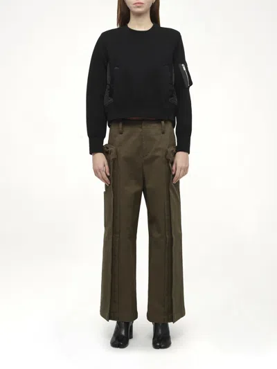 Sacai X Women's Sponge Sweat X Nylon Twill Pullover